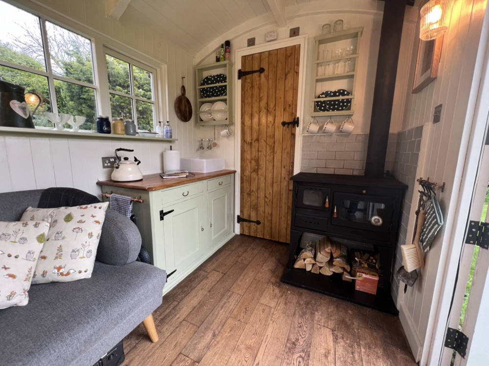 inside Lavender Shepherd Hut